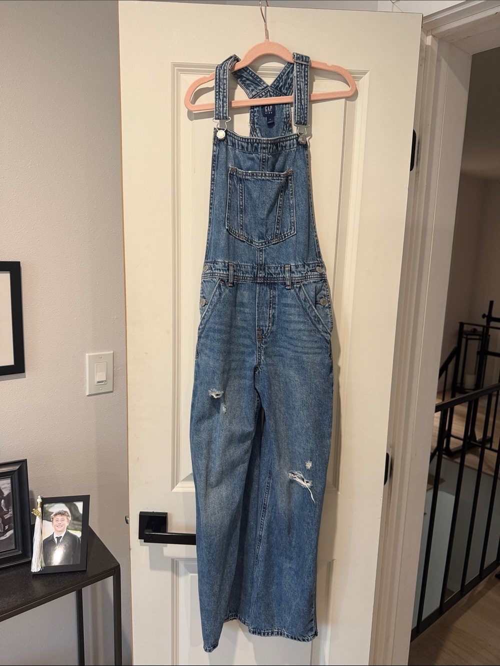 GAP Distressed Blue Denim Kids Overalls